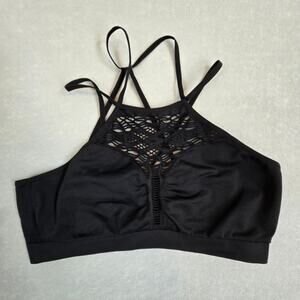 Victoria's Secret Lounge Bra Bralette Unlined Black Seamless Laser Cut Out